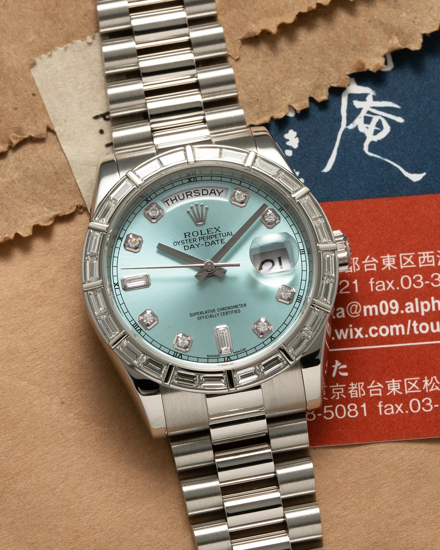 Rolex Day Date Baguette Diamond Platinum 118366