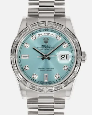 Rolex Day Date Baguette Diamond Platinum 118366