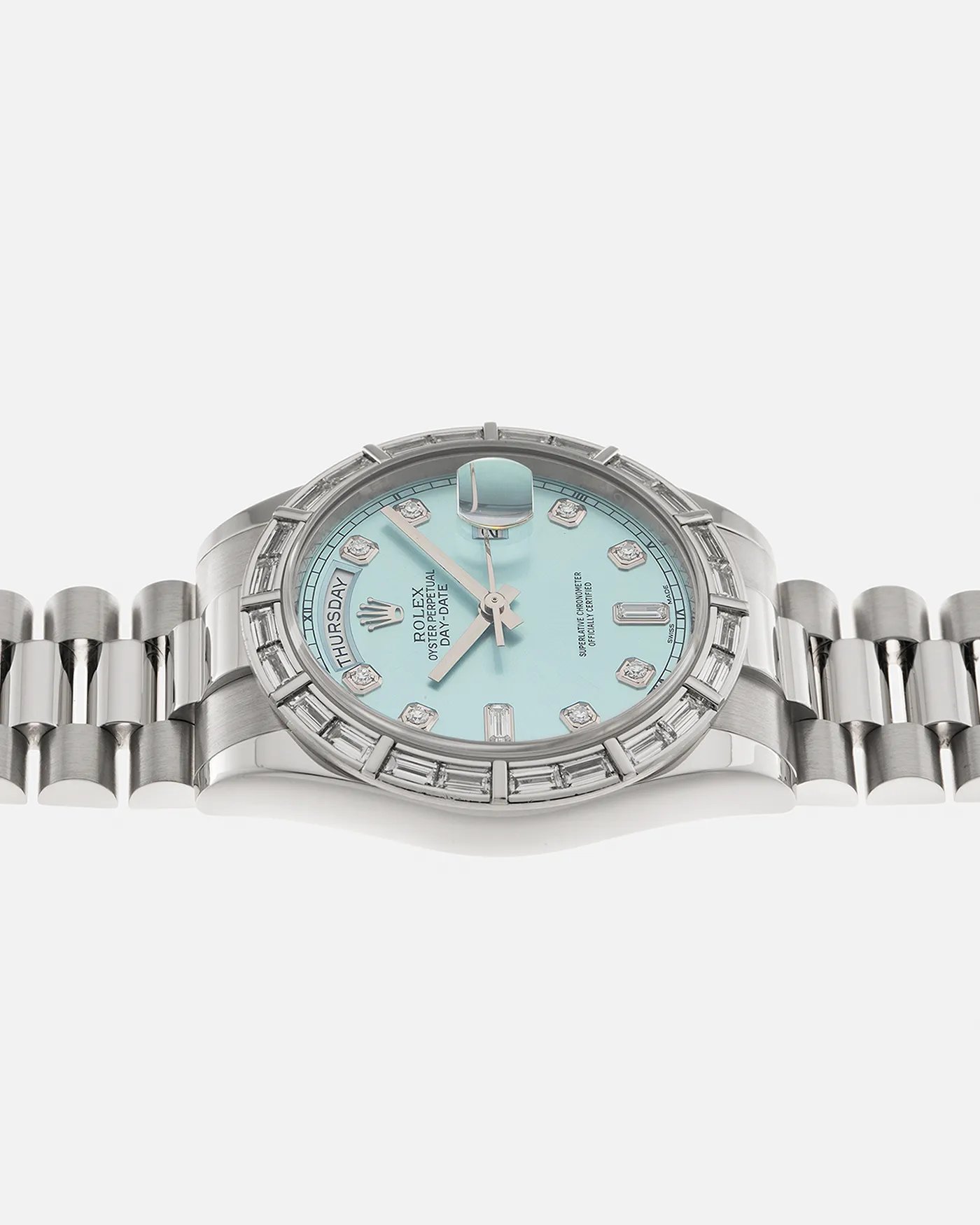Rolex Day Date Baguette Diamond Platinum 118366