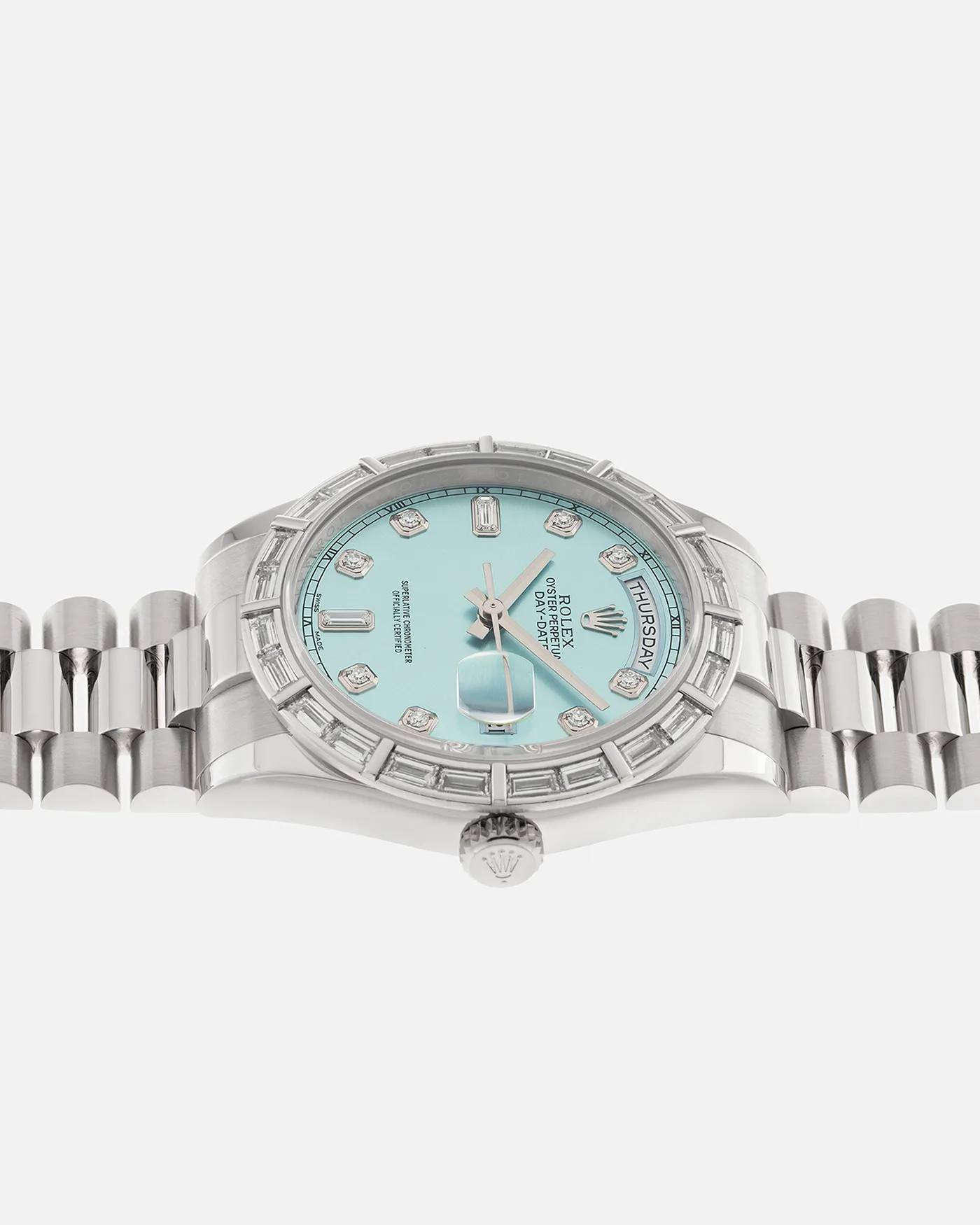 Rolex Day Date Baguette Diamond Platinum 118366