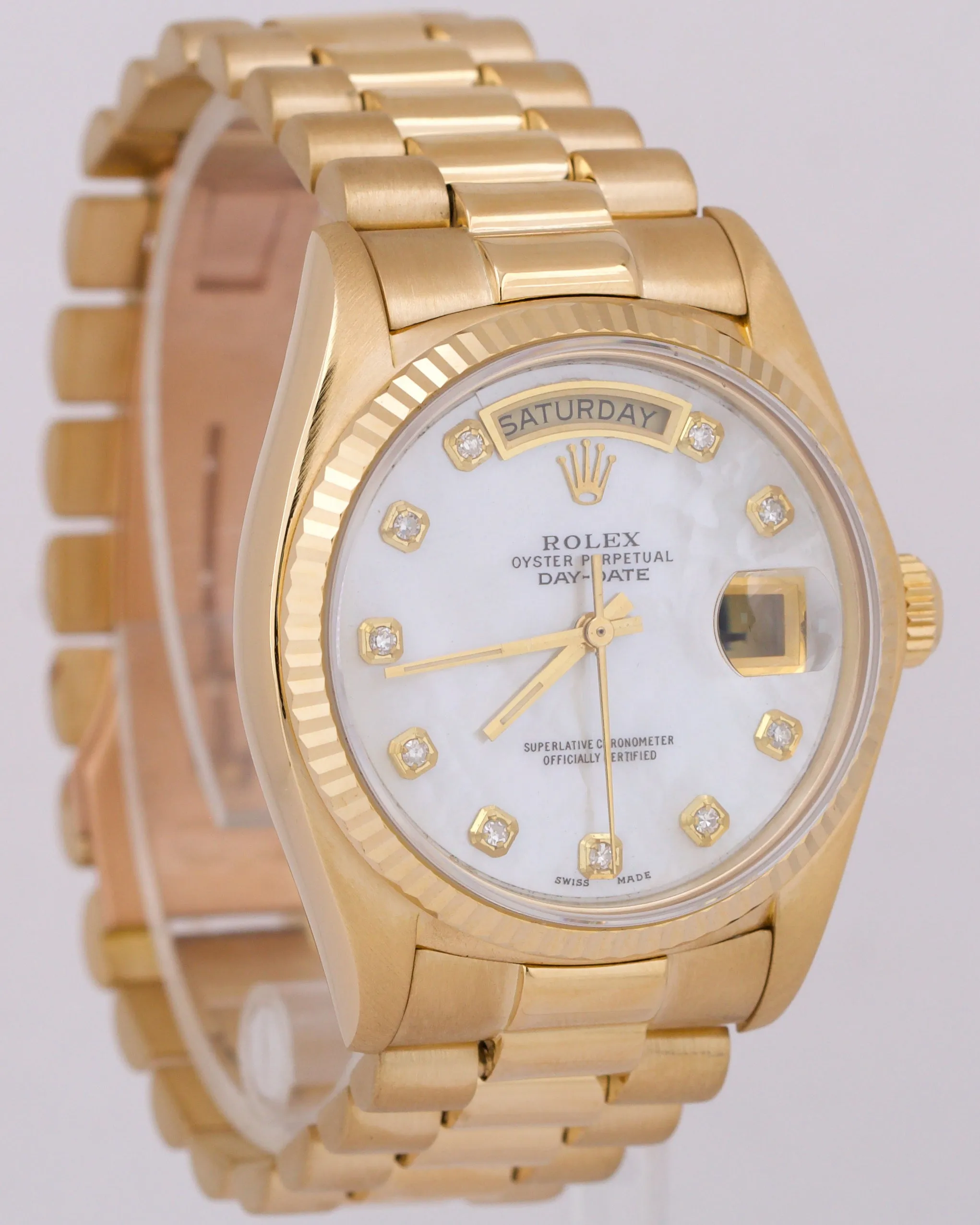Rolex Day-Date President 36mm MOTHER OF PEARL DIAMOND 18038 18K Gold Watch