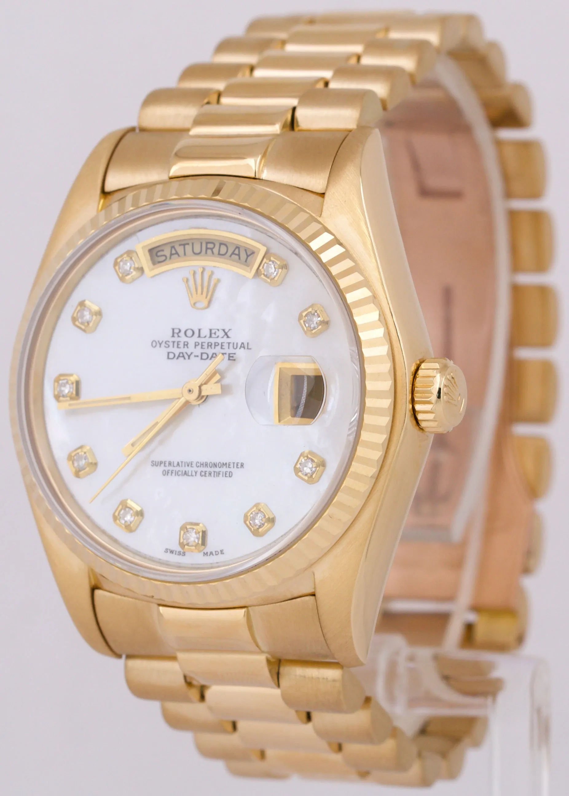 Rolex Day-Date President 36mm MOTHER OF PEARL DIAMOND 18038 18K Gold Watch