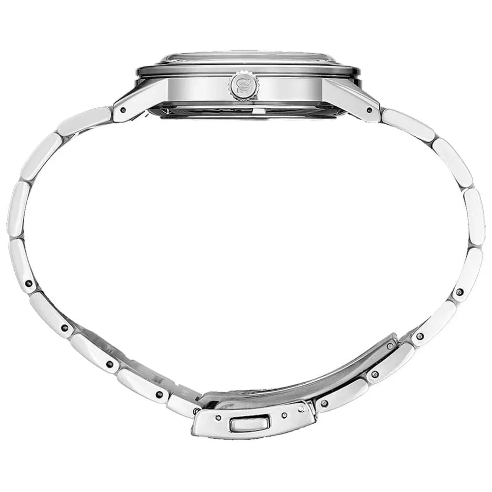 Seiko Men's Cream Dial Silver Band Stainless steel Automatic Watch - SRPG05