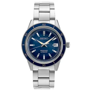 Seiko Men's Cream Dial Silver Band Stainless steel Automatic Watch - SRPG05