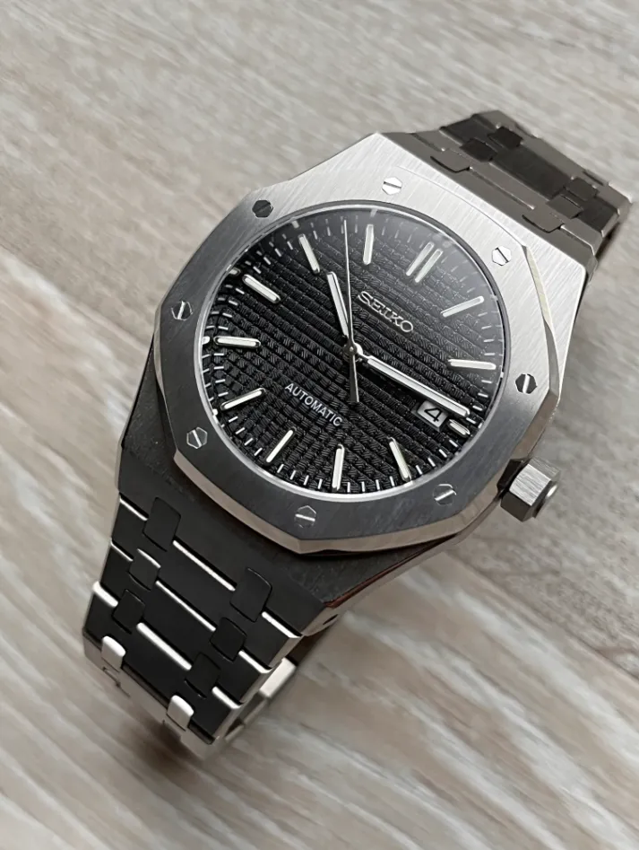 Seiko Mod - 41mm Royal Oak Automatic Black Dial