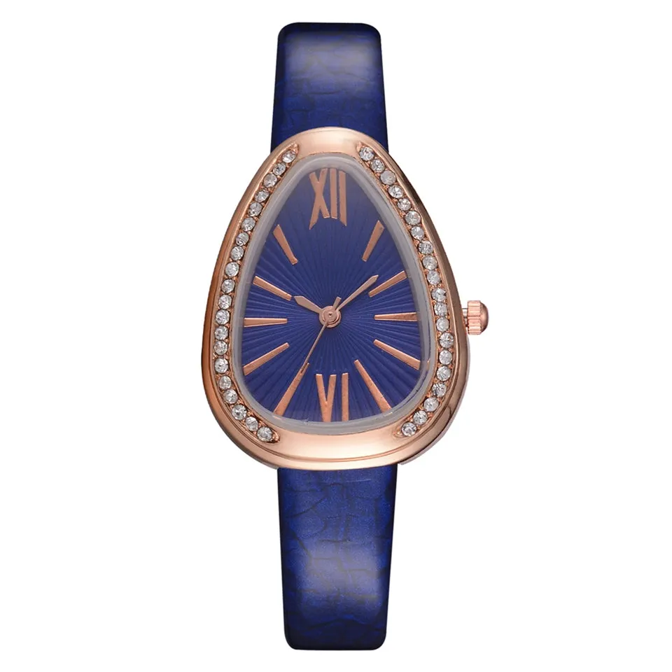 Sidiou Group Wholesale Fashion Luxury Snake Triangular Shape Women Watch Ladies Retro Roman Scale Crystal Quartz Watches Female Dress Watch