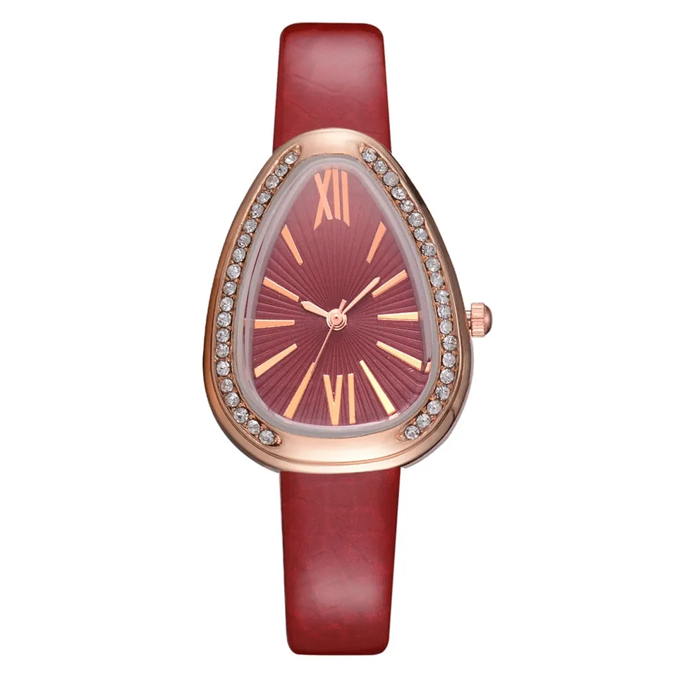 Sidiou Group Wholesale Fashion Luxury Snake Triangular Shape Women Watch Ladies Retro Roman Scale Crystal Quartz Watches Female Dress Watch