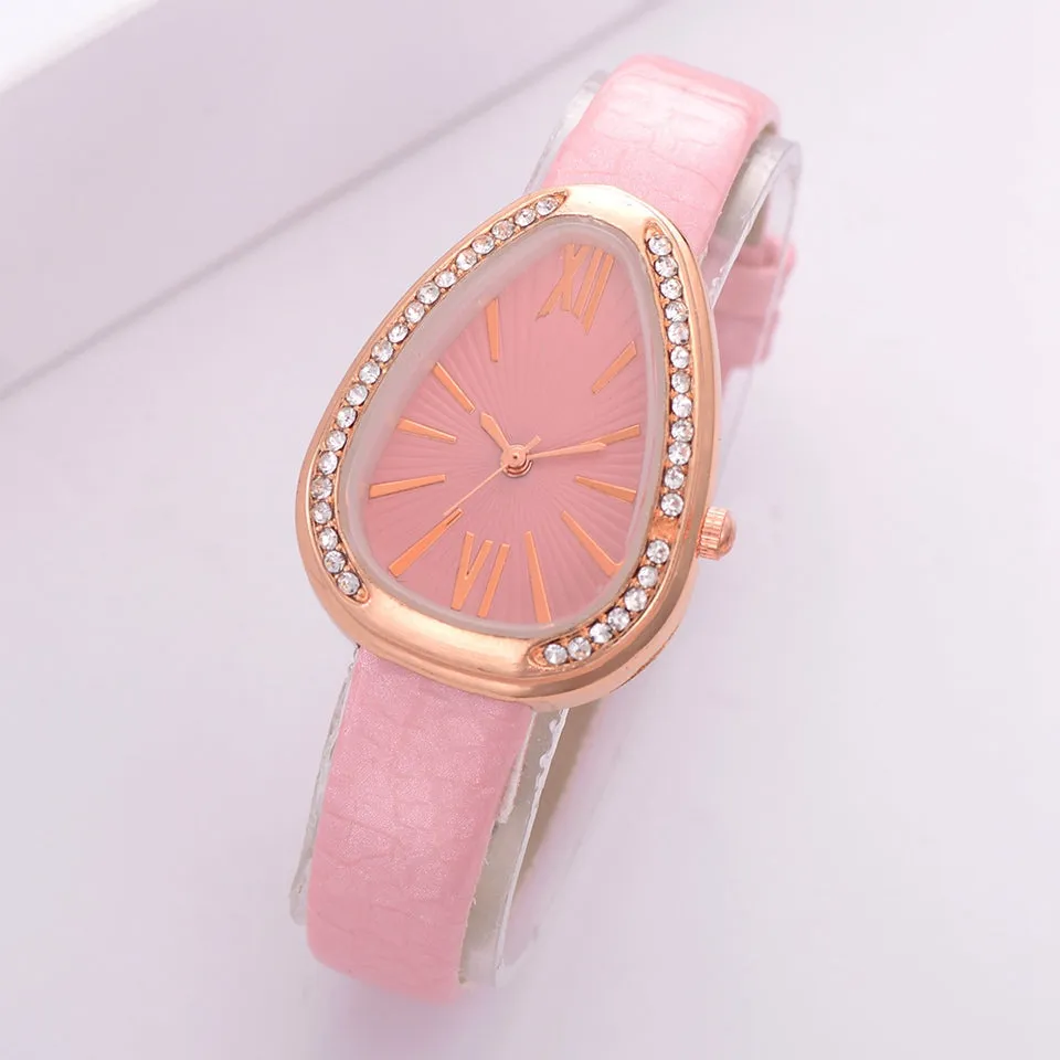 Sidiou Group Wholesale Fashion Luxury Snake Triangular Shape Women Watch Ladies Retro Roman Scale Crystal Quartz Watches Female Dress Watch