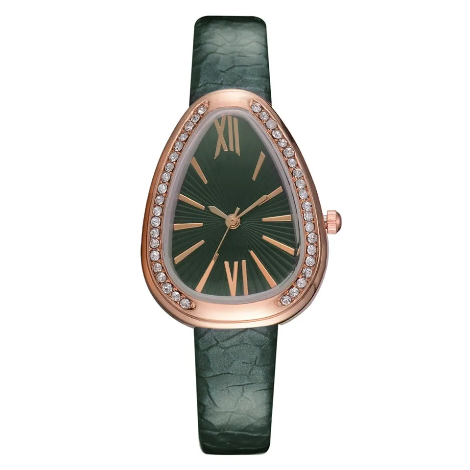 Sidiou Group Wholesale Fashion Luxury Snake Triangular Shape Women Watch Ladies Retro Roman Scale Crystal Quartz Watches Female Dress Watch