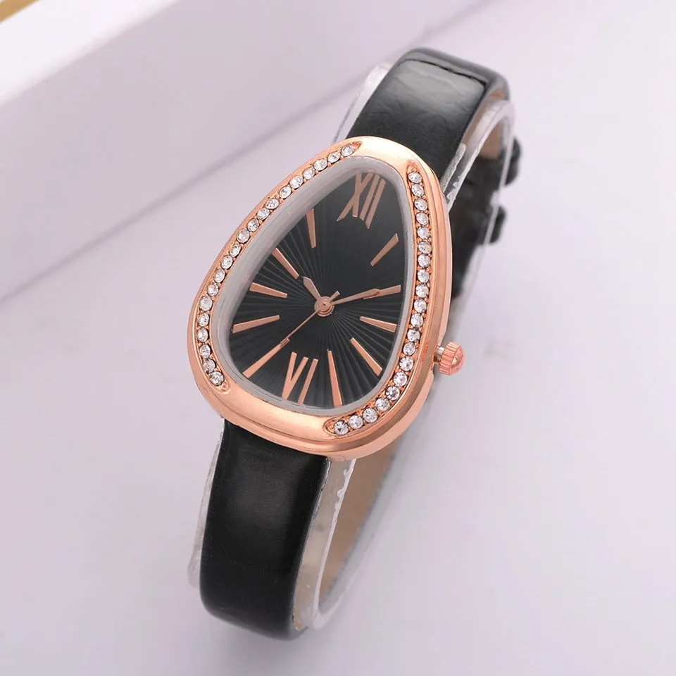 Sidiou Group Wholesale Fashion Luxury Snake Triangular Shape Women Watch Ladies Retro Roman Scale Crystal Quartz Watches Female Dress Watch
