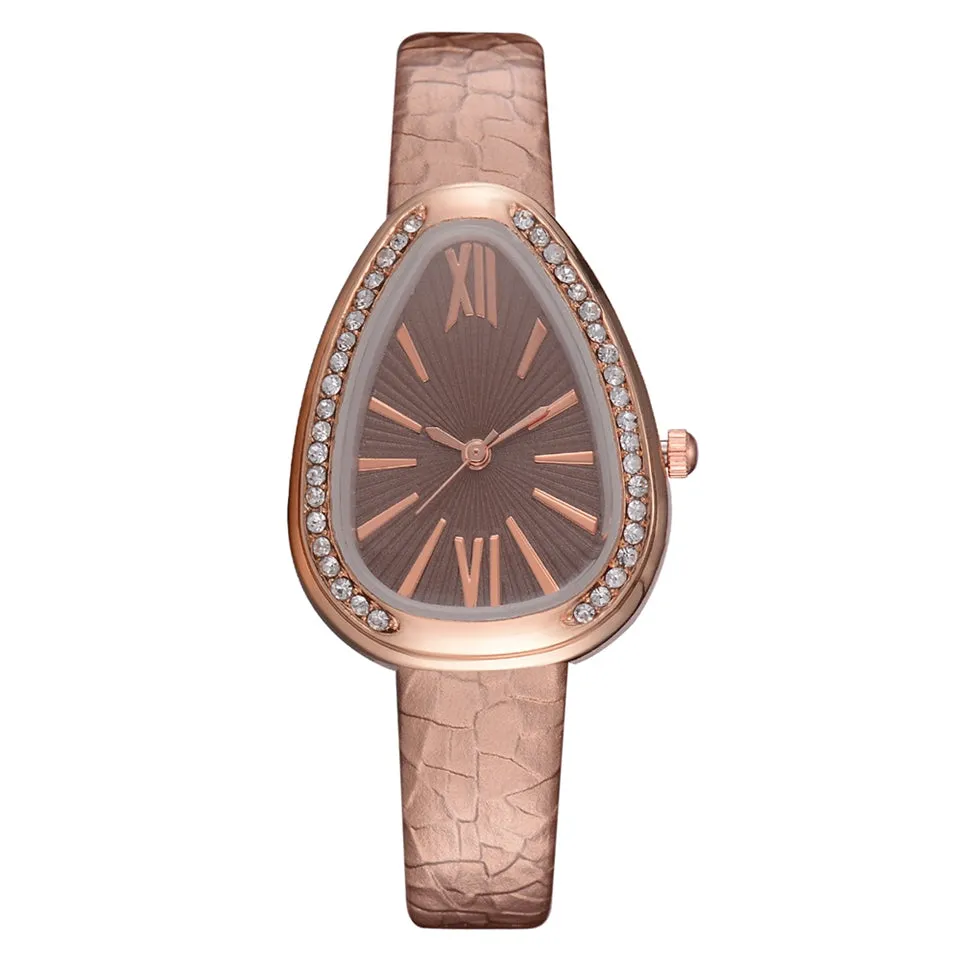 Sidiou Group Wholesale Fashion Luxury Snake Triangular Shape Women Watch Ladies Retro Roman Scale Crystal Quartz Watches Female Dress Watch