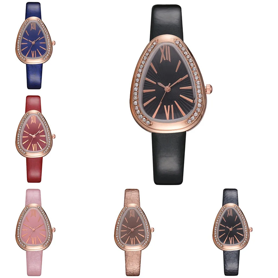 Sidiou Group Wholesale Fashion Luxury Snake Triangular Shape Women Watch Ladies Retro Roman Scale Crystal Quartz Watches Female Dress Watch
