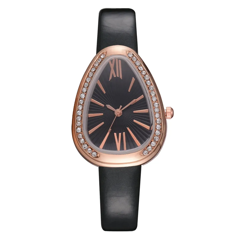 Sidiou Group Wholesale Fashion Luxury Snake Triangular Shape Women Watch Ladies Retro Roman Scale Crystal Quartz Watches Female Dress Watch