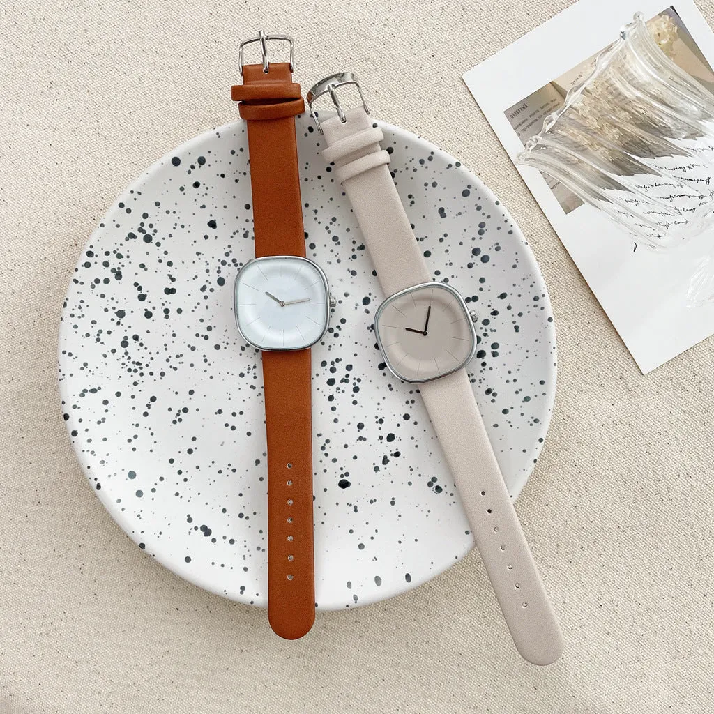 Sidiou Group Wholesale Retro Simple Square Women Watches Leather Fashion Ladies Wristwatch Big Dial Quartz Clock Elegant Gifts Promotional Watch