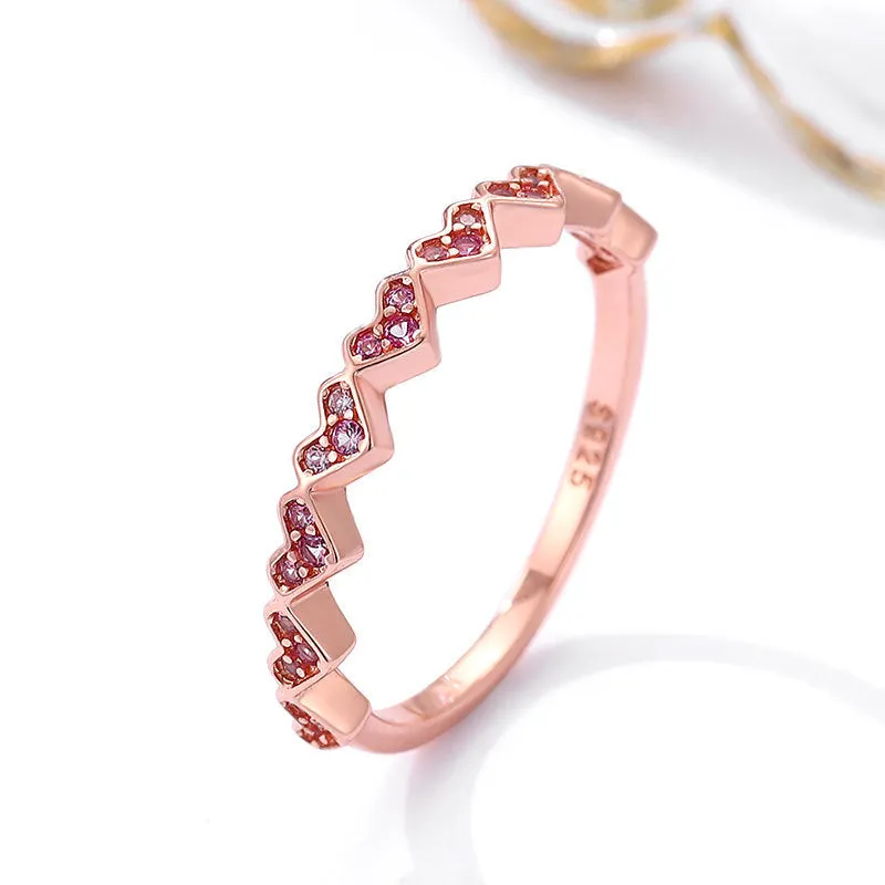 Silver Heart Zircon Ring