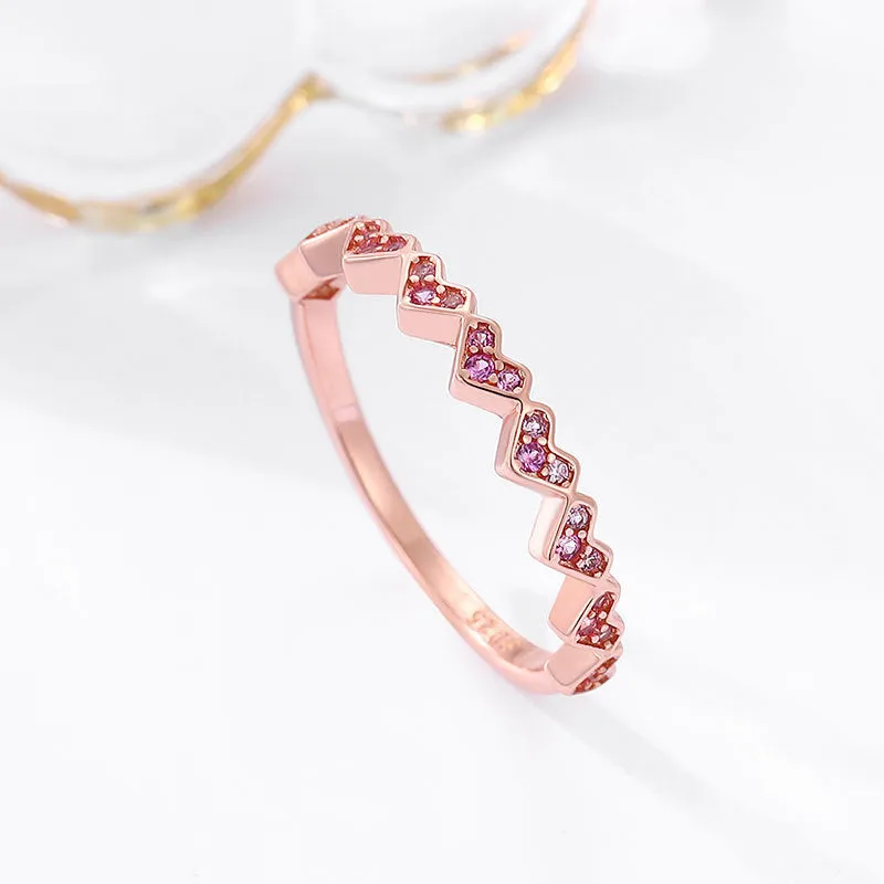 Silver Heart Zircon Ring