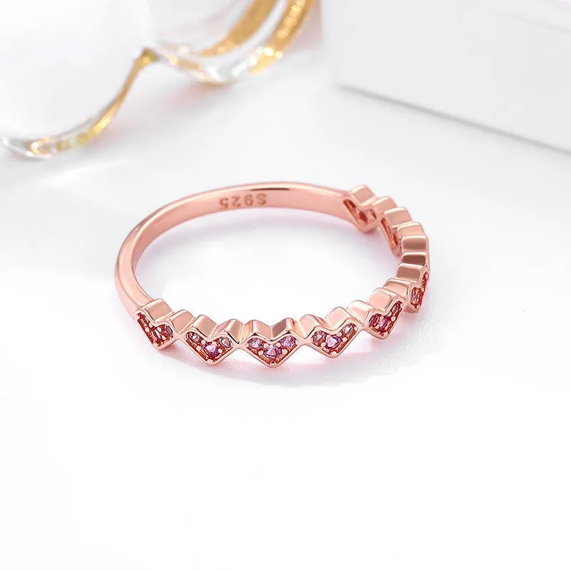 Silver Heart Zircon Ring