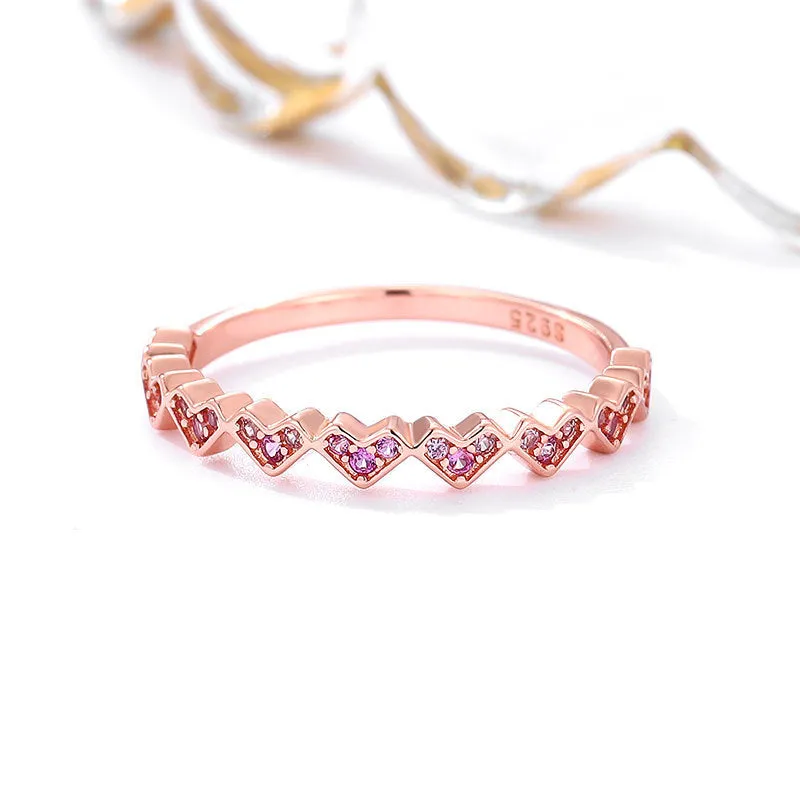 Silver Heart Zircon Ring