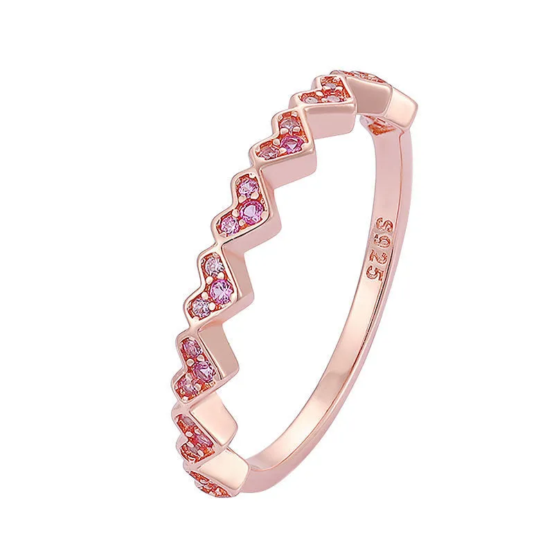 Silver Heart Zircon Ring