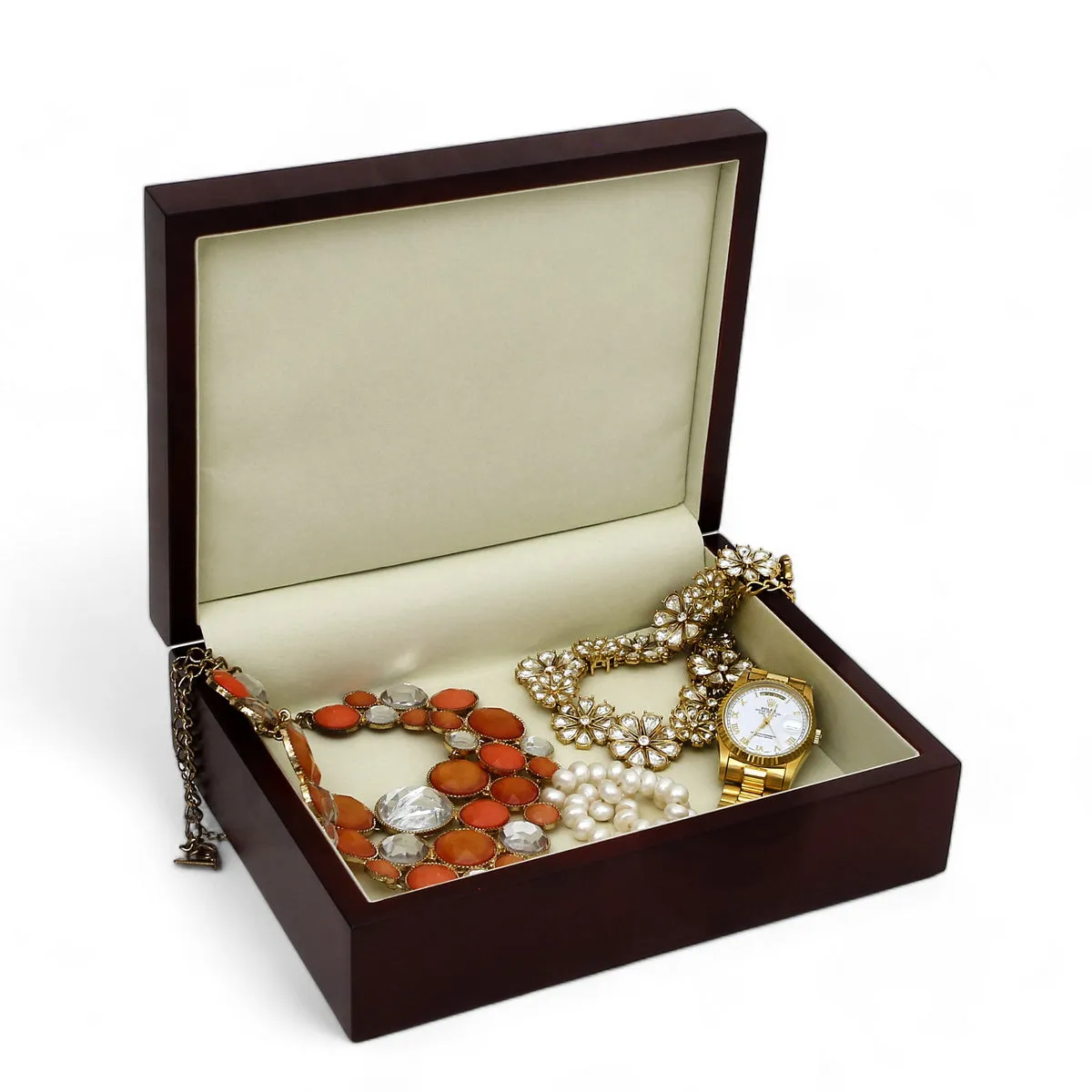 SUBLIMART: Wood Box  Lined large wood box with printed tile - Carara Black Gold Marble