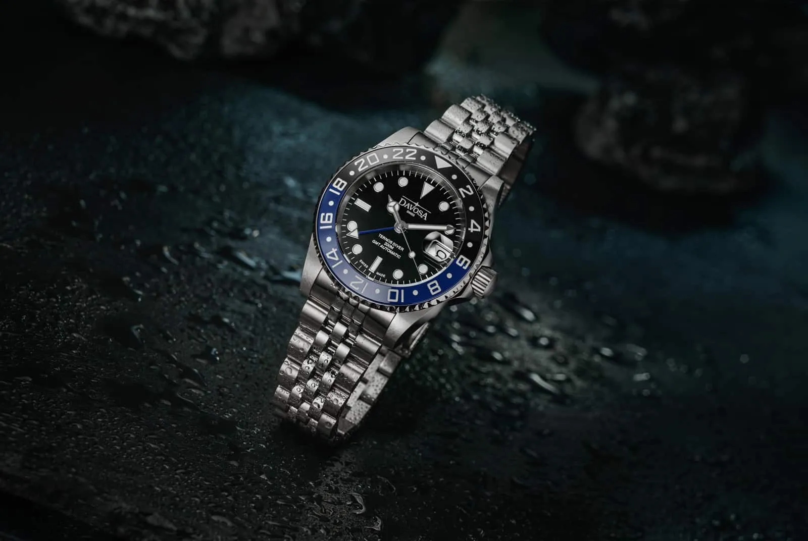 Ternos Ceramic Automatic GMT Swiss-Made Black Blue Diving Watch 16159004