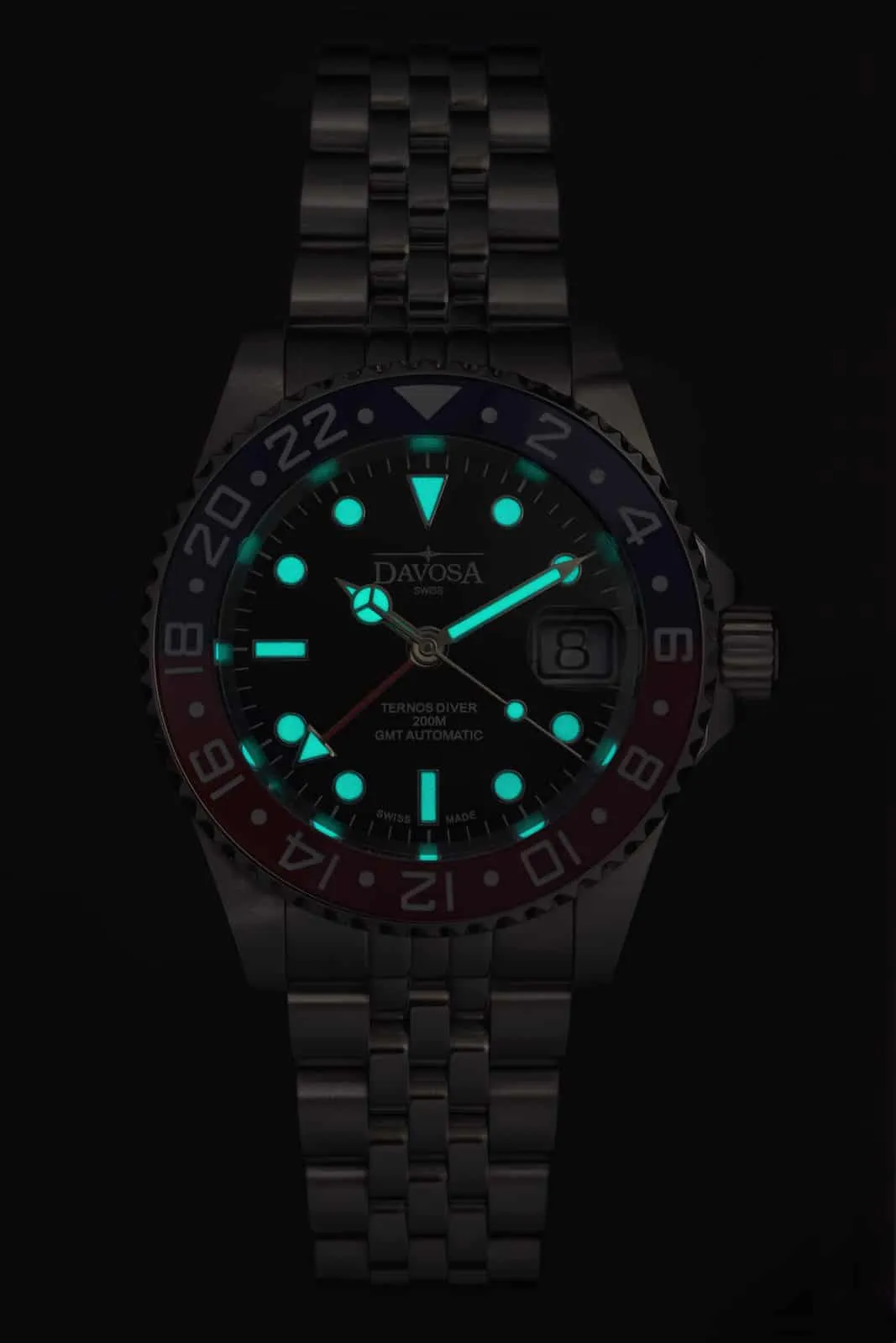 Ternos Ceramic Automatic GMT Swiss-Made Blue Red Diving Watch 16159060