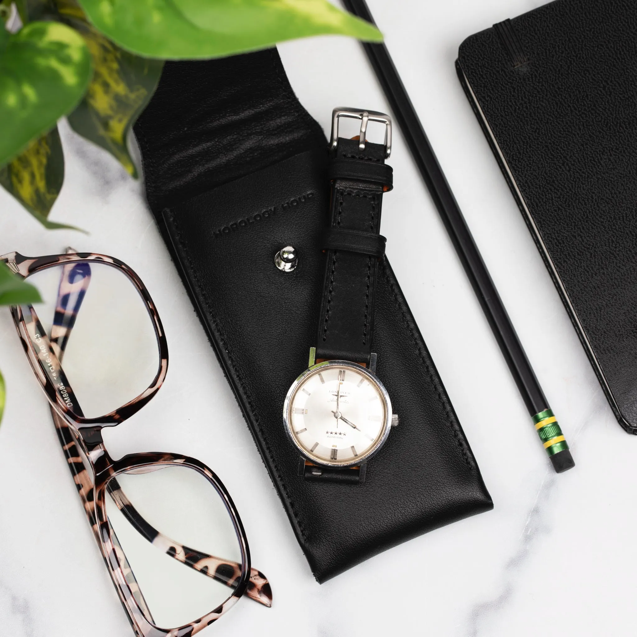 The Lorient Nappa Leather Watch Pouch In Black