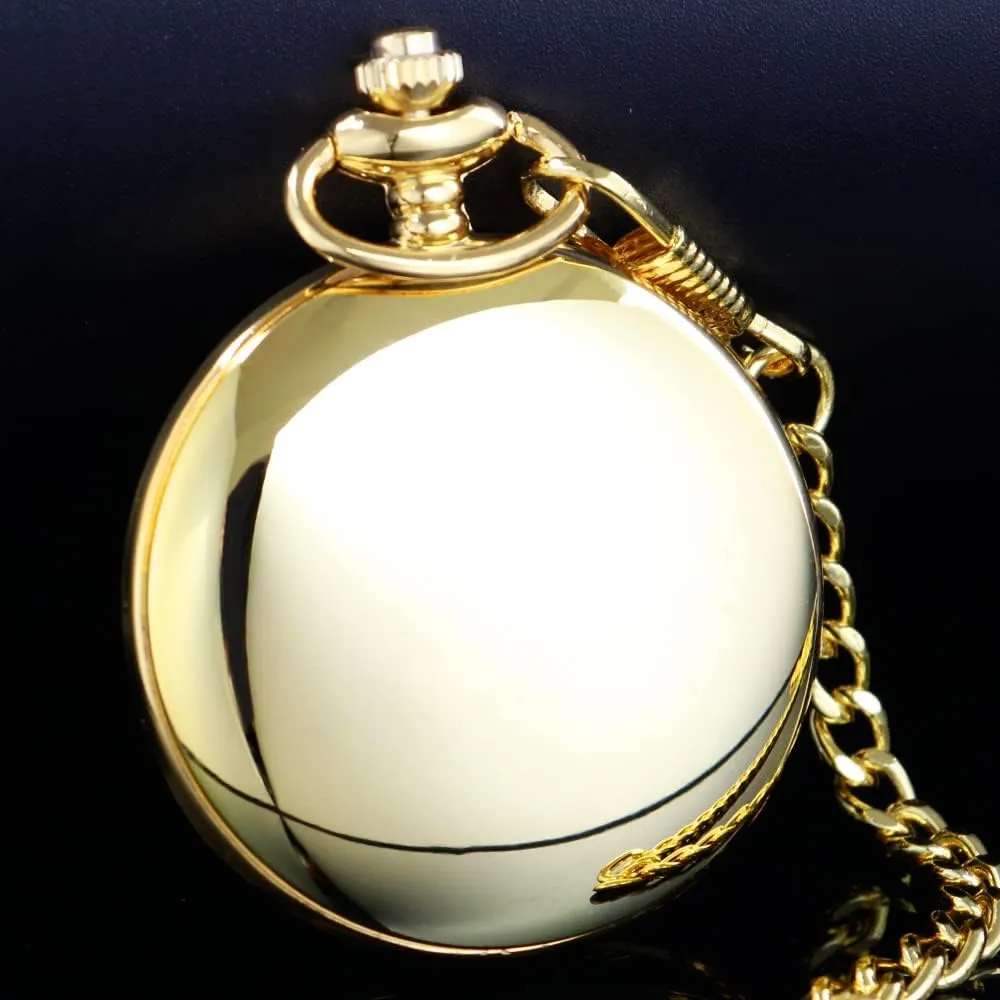 Tiong Smooth Pocket Watch,Personalized Pocket Watch,Customized Watches for Men,Engraved Pocket Watches for Fathers Day with Chain