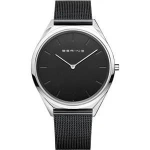 Unisex Stainless Steel Strap Watch With Black Dial