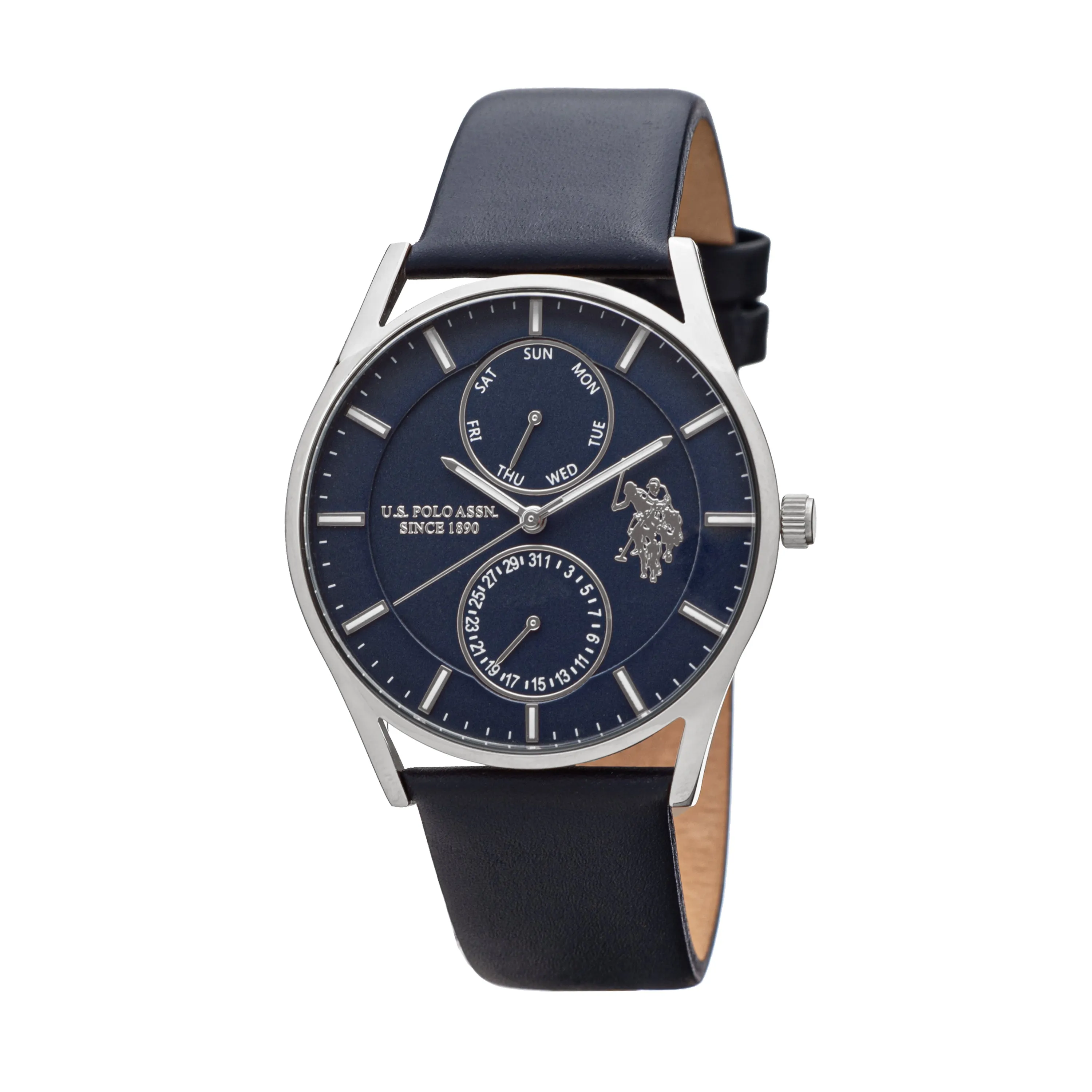 US POLO ASSN. MEN'S MULTI CALF LEATHER STRAP WITH S.S. PERSONALIZED BUCKLE