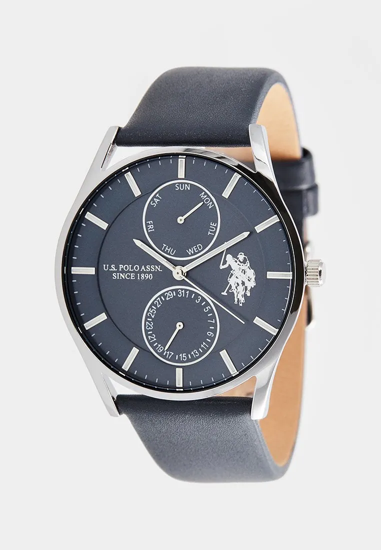 US POLO ASSN. MEN'S MULTI CALF LEATHER STRAP WITH S.S. PERSONALIZED BUCKLE