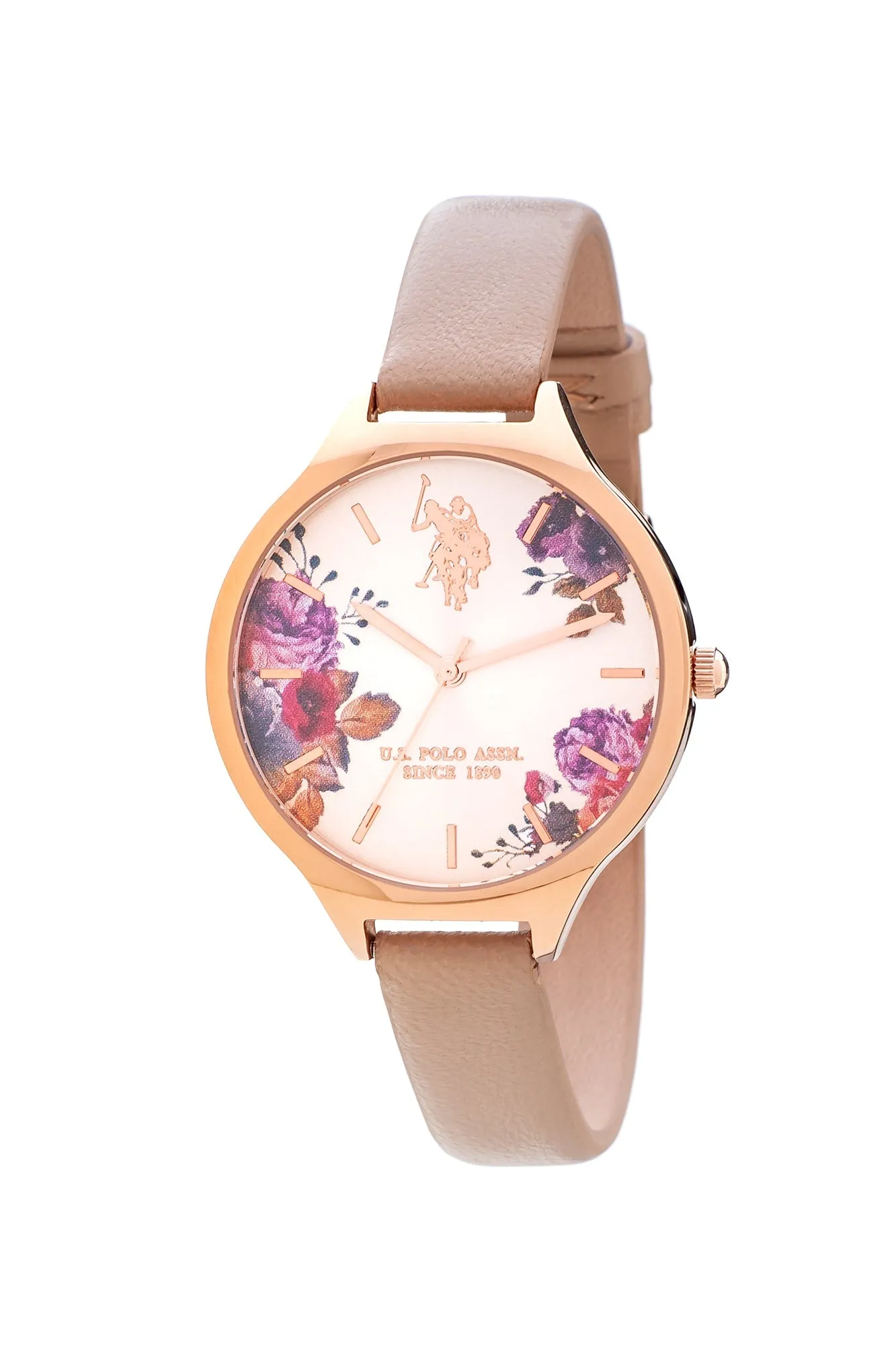 US POLO WOMEN'S CALF LEATHER STRAP AND S.S PERSONALIZED BUCKLE