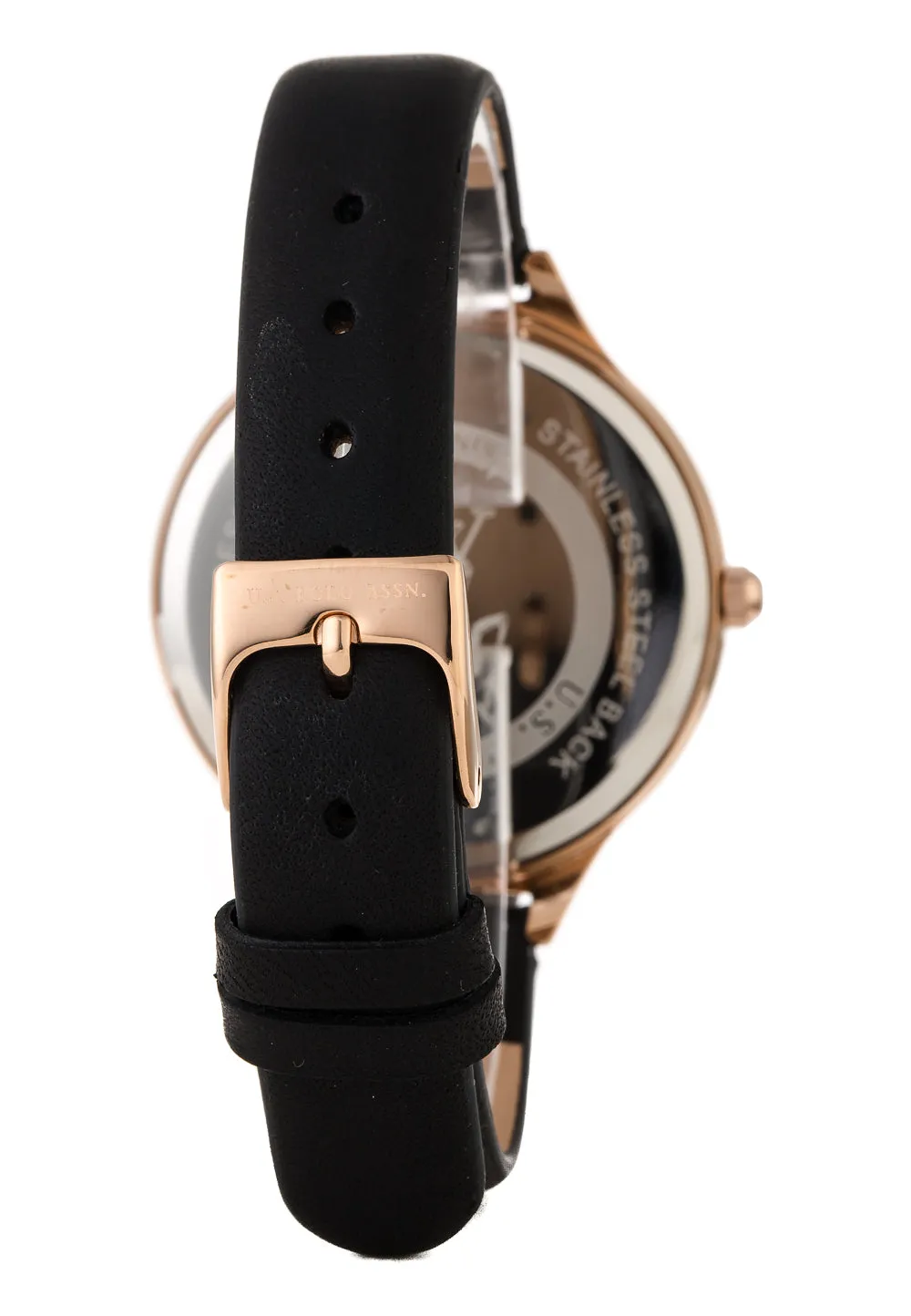 US POLO WOMEN'S CALF LEATHER STRAP AND S.S PERSONALIZED BUCKLE