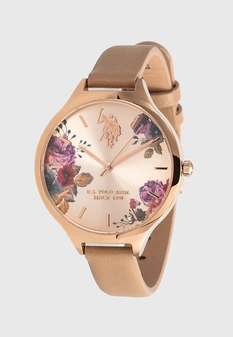 US POLO WOMEN'S CALF LEATHER STRAP AND S.S PERSONALIZED BUCKLE