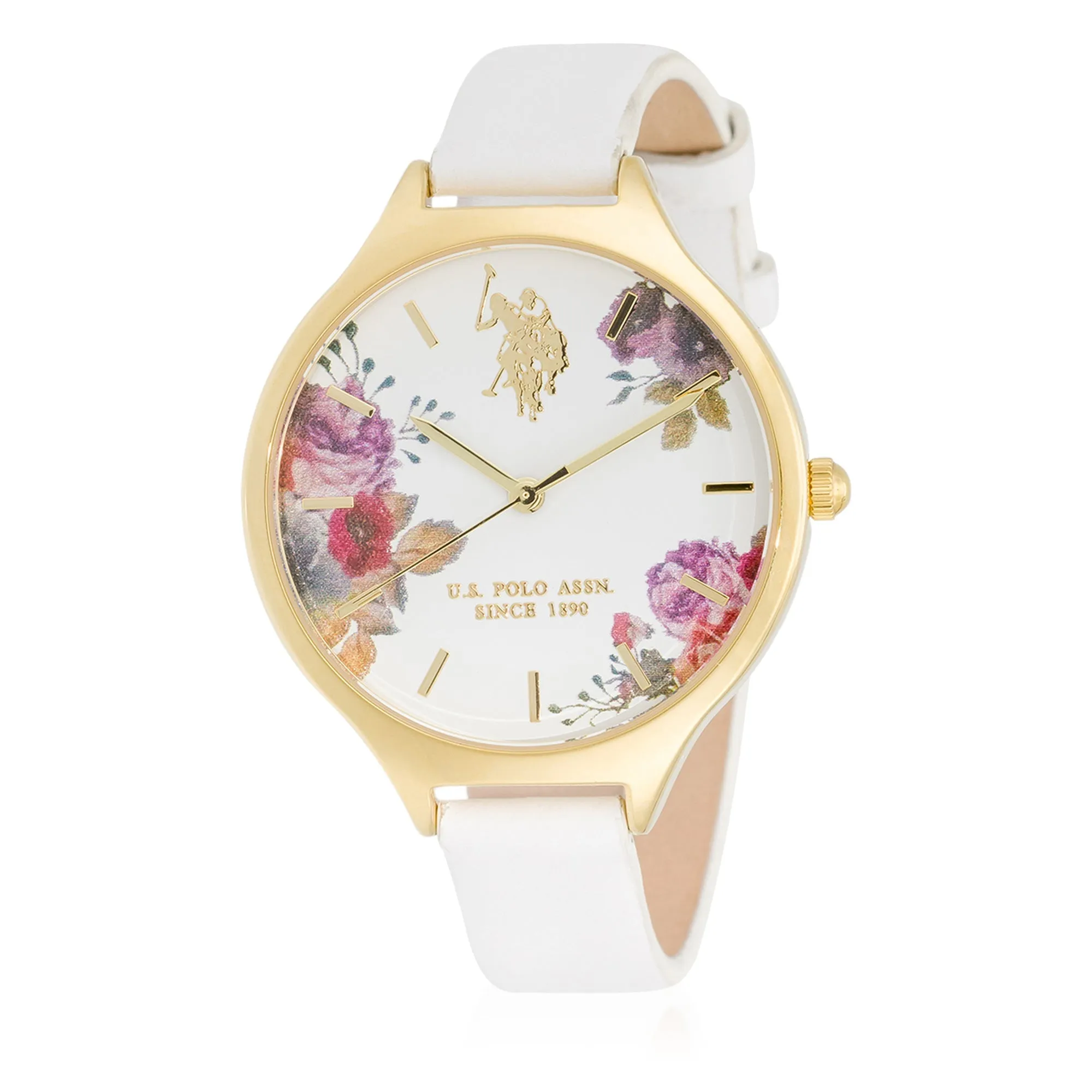US POLO WOMEN'S CALF LEATHER STRAP AND S.S PERSONALIZED BUCKLE