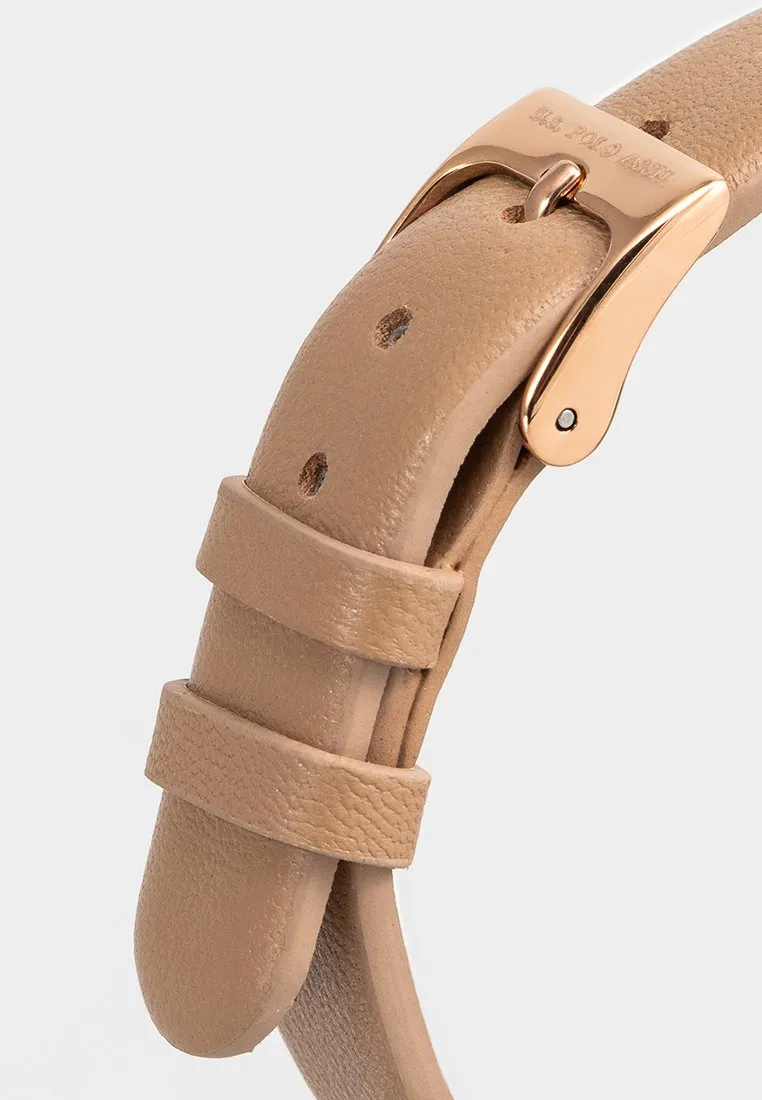 US POLO WOMEN'S CALF LEATHER STRAP AND S.S PERSONALIZED BUCKLE