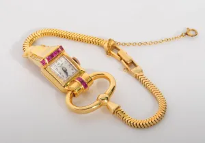 Vintage yellow gold and ruby watch circa 1940's