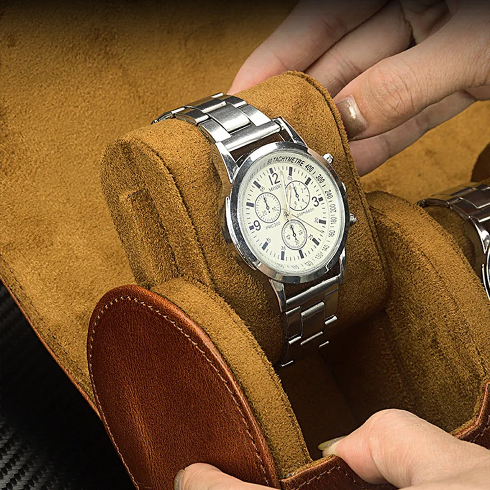 watch box organizer for mens watch case travel roll Portable 3 Watch Display Storage with Velvet Sections to Holder Large Watch
