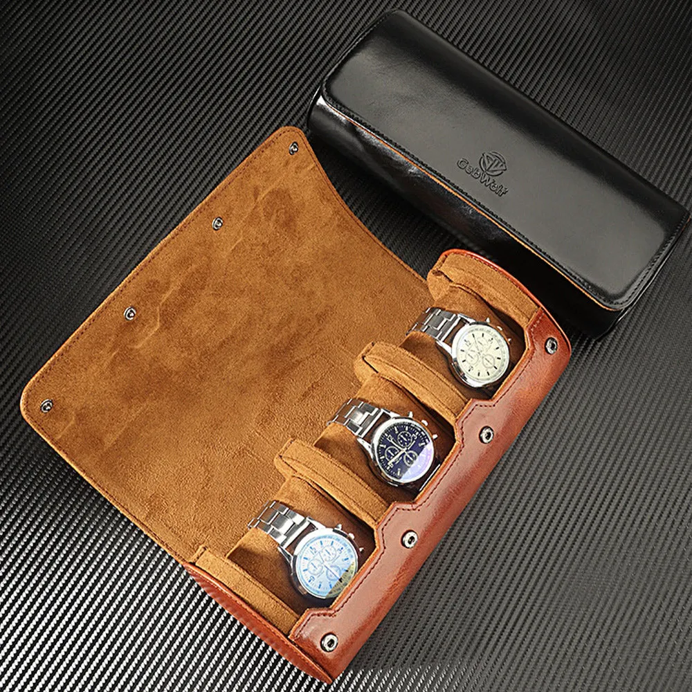 watch box organizer for mens watch case travel roll Portable 3 Watch Display Storage with Velvet Sections to Holder Large Watch