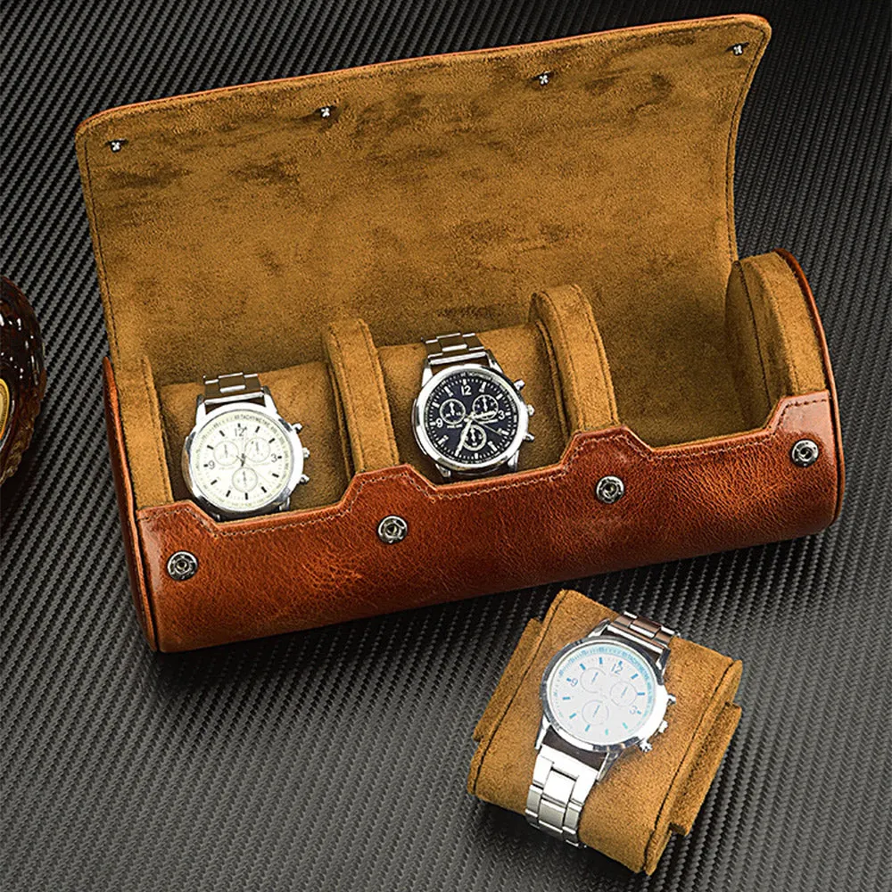 watch box organizer for mens watch case travel roll Portable 3 Watch Display Storage with Velvet Sections to Holder Large Watch