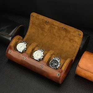 watch box organizer for mens watch case travel roll Portable 3 Watch Display Storage with Velvet Sections to Holder Large Watch