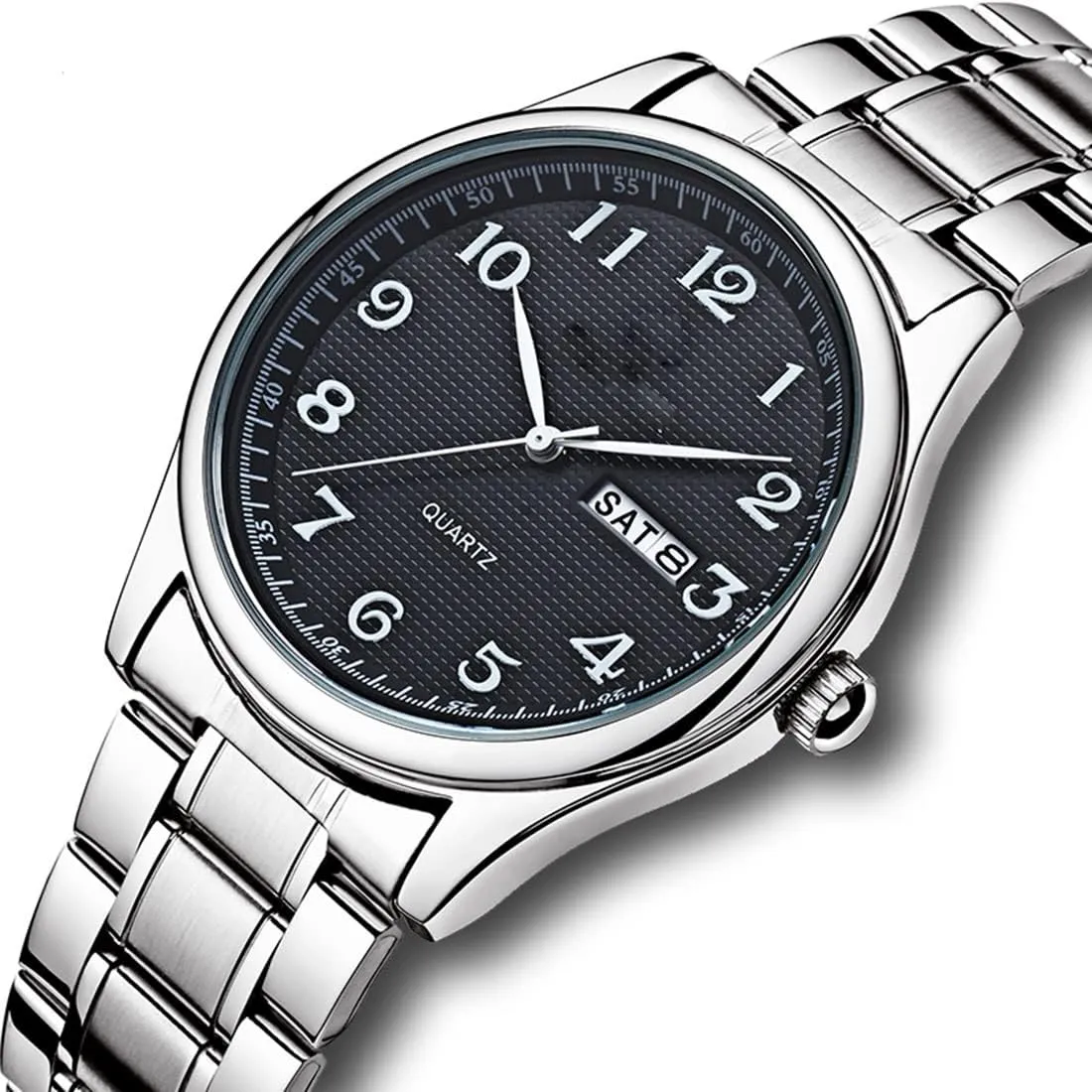 Watches Men/Women Easy to Read The dial Quartz Wrist Watches Classic Silver Stainless Steel Waterproof Business Dress Wrist Watch