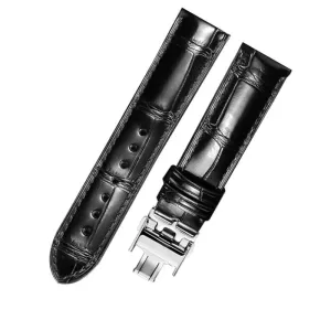 WATCHESMATE Black Leather Watch Straps Suitable for Longines