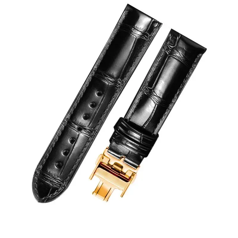 WATCHESMATE Black Leather Watch Straps Suitable for Longines