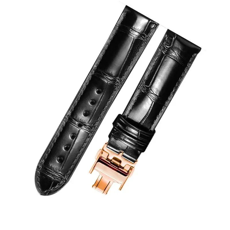 WATCHESMATE Black Leather Watch Straps Suitable for Longines