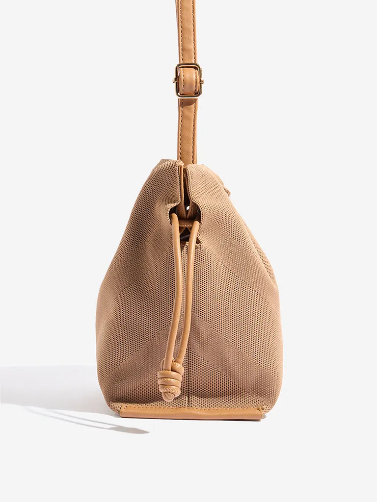 Westside Beige Textured Bucket Bag