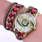 Women Weave Wrap Around Leather Quartz Wristwatch relogio feminino 6 Colors Bracelet	Watch
