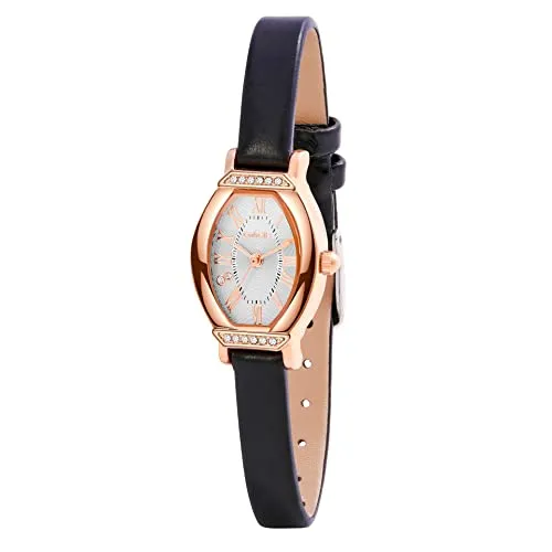 Women's Dainty Small Oval Leather Strap Watch