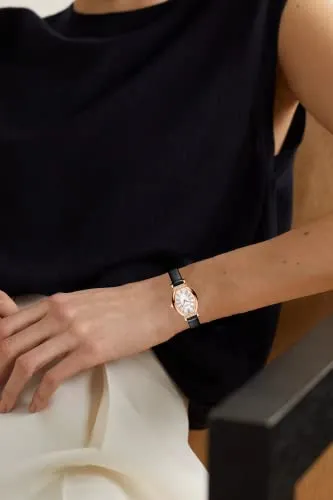 Women's Dainty Small Oval Leather Strap Watch