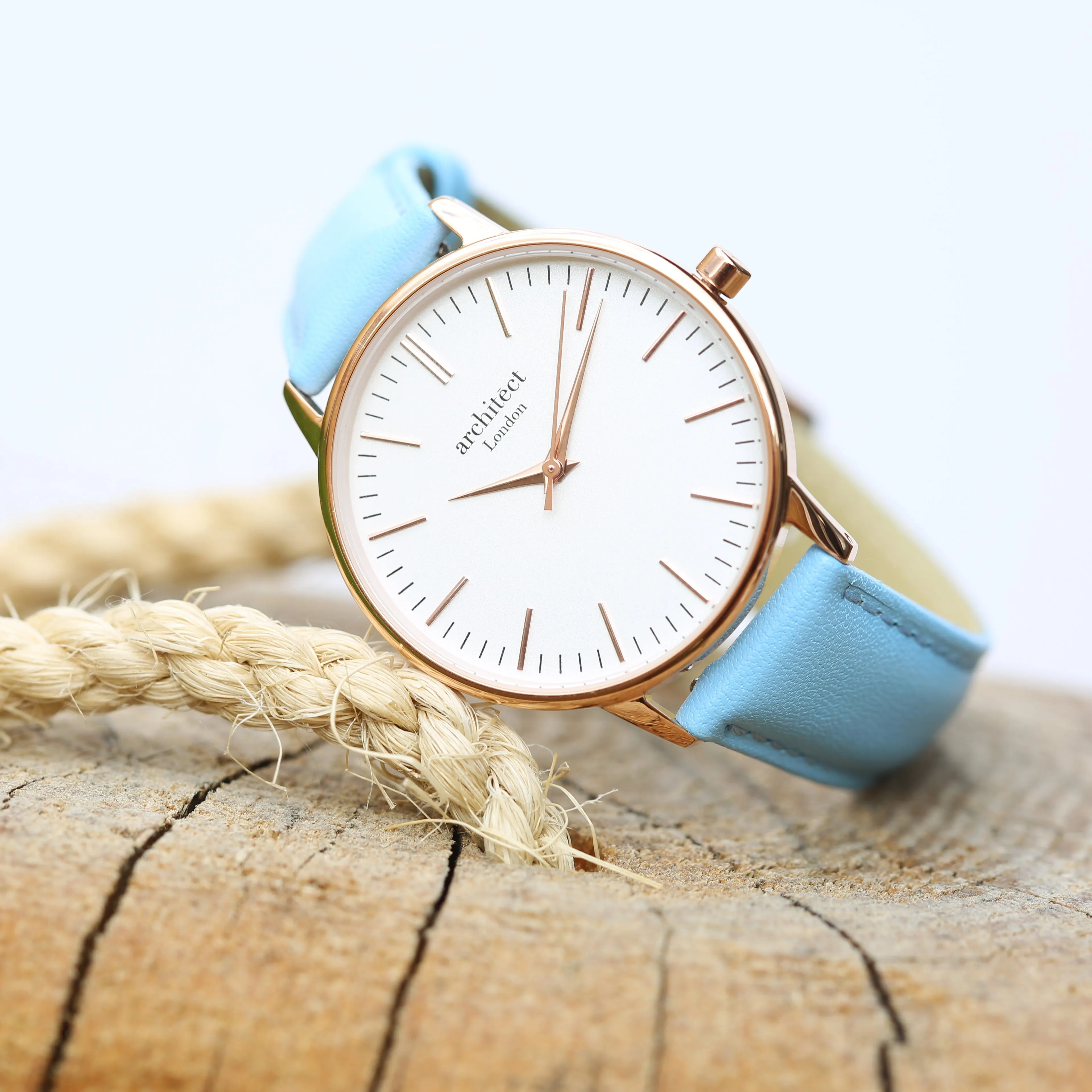 Women's Engraved Watch In Light Blue